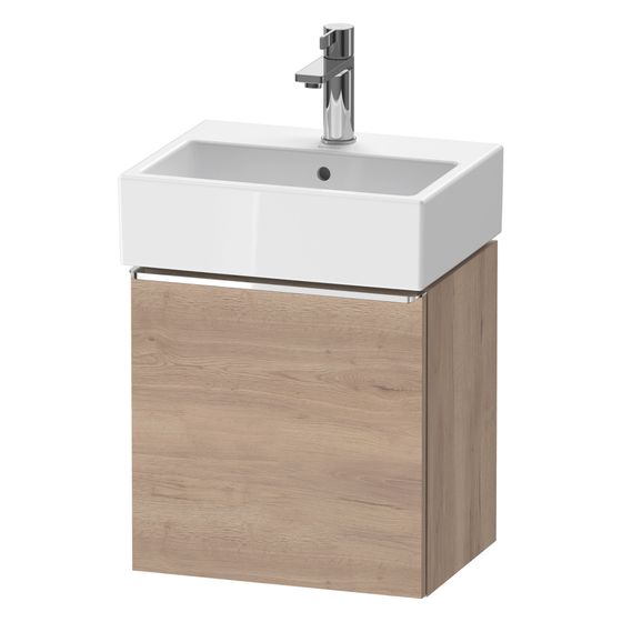 Duravit D-Neo Waschtischunterbau wandh. 322x434x440mm Eiche Marmoriert Matt, Griff Chrom, 1 Tür L, Automatiktürscharnier