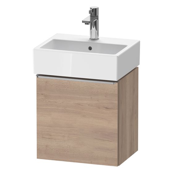 Duravit D-Neo Waschtischunterbau wandh. 322x434x440mm Eiche Mar. Matt, Griff Edelstahl, 1 Tür L, Automatiktürscharnier