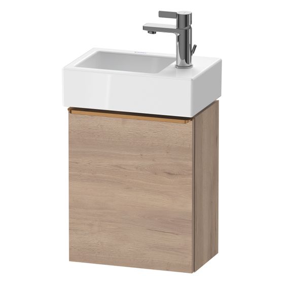 Duravit D-Neo Waschtischunterbau wandh. 222x364x440mm Eiche Mar. Matt, Griff Bronze, 1 Tür L, Automatiktürscharnier