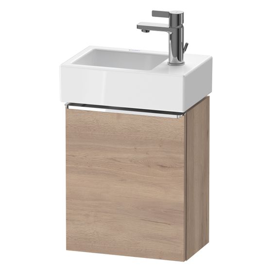 Duravit D-Neo Waschtischunterbau wandh. 222x364x440mm Eiche Marmoriert Matt, Griff Chrom, 1 Tür L, Automatiktürscharnier