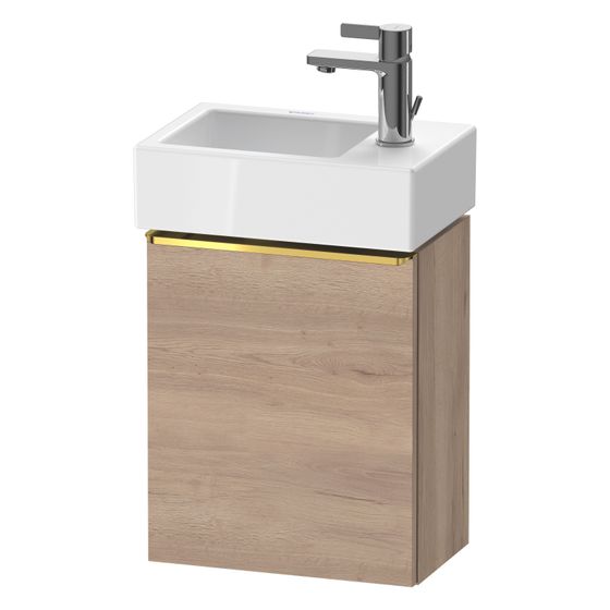 Duravit D-Neo Waschtischunterbau wandh. 222x364x440mm Eiche Marmoriert Matt, Griff Gold, 1 Tür R, Automatiktürscharnier
