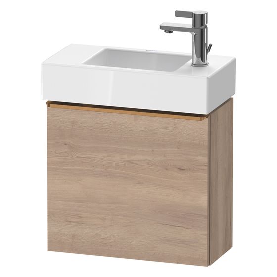 Duravit D-Neo Waschtischunterbau wandh. 222x484x440mm Eiche Mar. Matt, Griff Bronze, 1 Tür R, Automatiktürscharnier