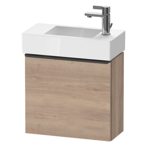 Duravit D-Neo Waschtischunterbau wandh. 222x484x440mm Eiche Marmoriert Matt Griff Diamantschwarz 1 Tür R Automatiktürs.
