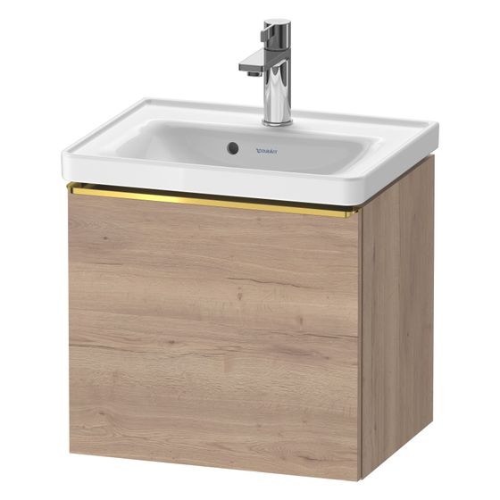 Duravit D-Neo Waschtischunterbau wandh. 372x484x440mm, Eiche Marmoriert Matt, Griff Gold, 1 Auszug, mit Dämpfung
