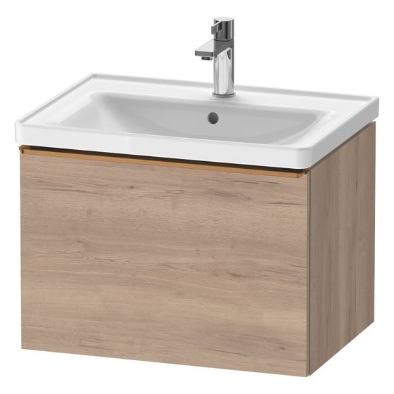 Duravit D-Neo Waschtischunterbau wandh. 452x634x440mm, Eiche Marmoriert Matt, Griff Bronze, 1 Auszug, mit Dämpfung