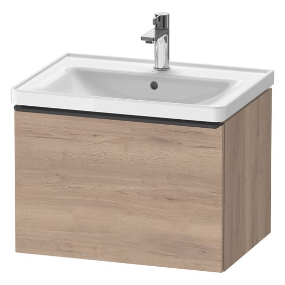 Duravit D-Neo Waschtischunterbau wandhäng. 452x634x440mm Eiche Marmoriert Matt, Griff Diam. 1 AZ, mit Dämpfung
