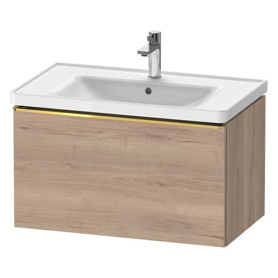 Duravit D-Neo Waschtischunterbau wandh. 452x784x440mm, Eiche Marmoriert Matt, Griff Gold, 1 Auszug, mit Dämpfung
