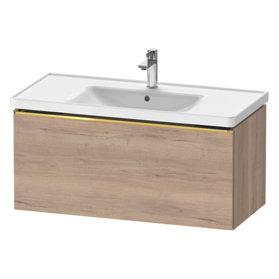 Duravit D-Neo Waschtischunterbau wandh. 452x984x440mm, Eiche Marmoriert Matt, Griff Gold, 1 Auszug, mit Dämpfung