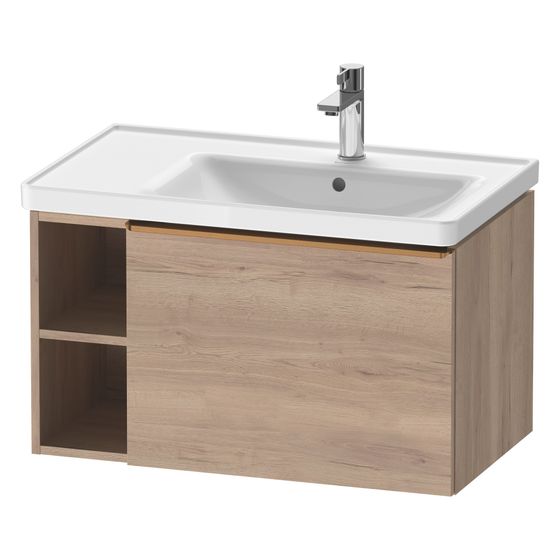 Duravit D-Neo Waschtischunterbau wandh. 452x784x440mm L Eiche Marmoriert Matt, Griff Bronze, 1 Auszug, mit Dämpfung