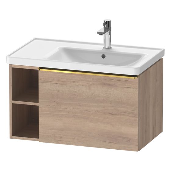 Duravit D-Neo Waschtischunterbau wandh. 452x784x440mm L Eiche Marmoriert Matt, Griff Gold, 1 Auszug, mit Dämpfung