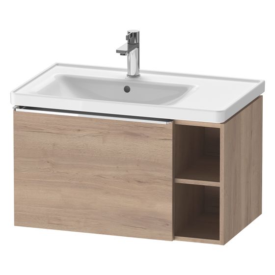 Duravit D-Neo Waschtischunterbau wandh. 452x784x440mm R Eiche Marmoriert Matt, Griff Chrom, 1 Auszug, mit Dämpfung