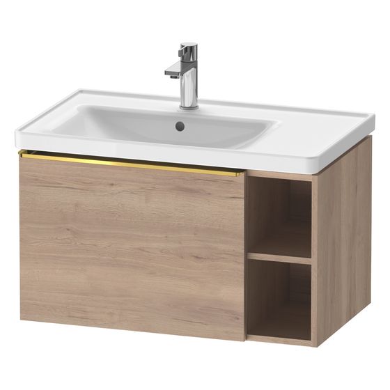 Duravit D-Neo Waschtischunterbau wandh. 452x784x440mm R Eiche Marmoriert Matt, Griff Gold, 1 Auszug, mit Dämpfung