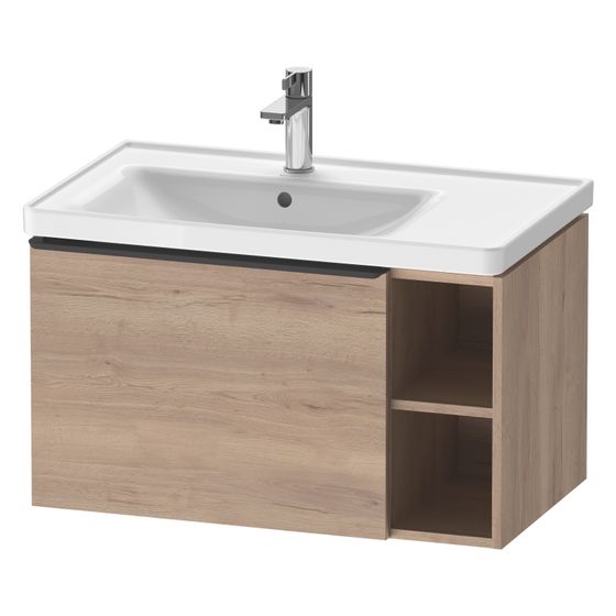 Duravit D-Neo Waschtischunterbau wandhäng. 452x784x440mm R Eiche Marmoriert Matt, Griff Diamantschwarz, 1 Auszug