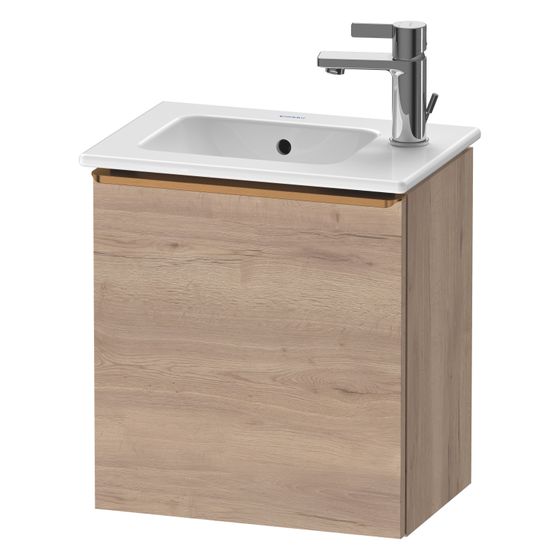 Duravit D-Neo Waschtischunterbau wandh. 274x410x440mm Eiche Mar. Matt, Griff Bronze, 1 Tür R, Automatiktürscharnier