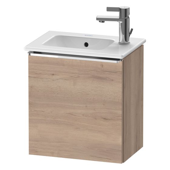 Duravit D-Neo Waschtischunterbau wandh. 274x410x440mm Eiche Marmoriert Matt, Griff Chrom, 1 Tür L, Automatiktürscharnier