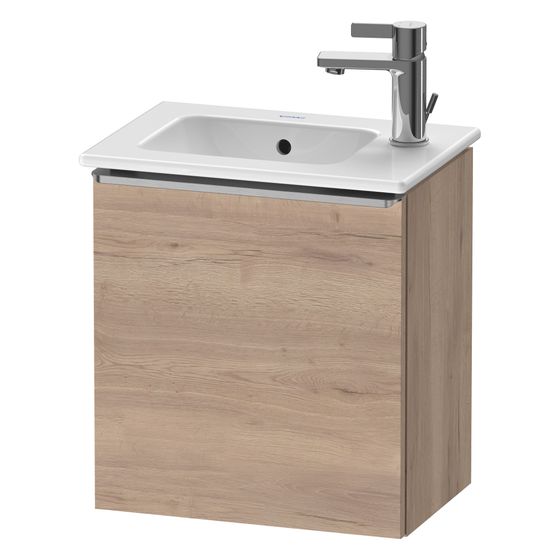 Duravit D-Neo Waschtischunterbau wandh. 274x410x440mm Eiche Mar. Matt, Griff Edelstahl, 1 Tür L, Automatiktürscharnier