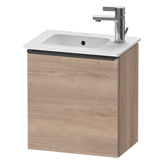 Duravit D-Neo Waschtischunterbau wandh 274x410x440mm Eiche Marmoriert Matt Griff Diamantschwarz 1 Tür L Automatiktürscharnie