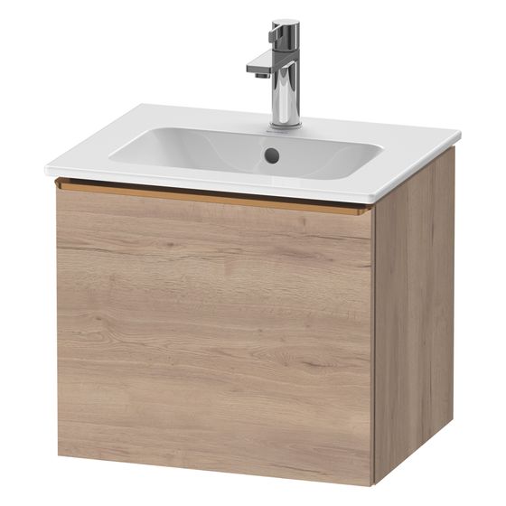 Duravit D-Neo Waschtischunterbau wandh. 402x510x440mm, Eiche Marmoriert Matt, Griff Bronze, 1 Auszug, mit Dämpfung