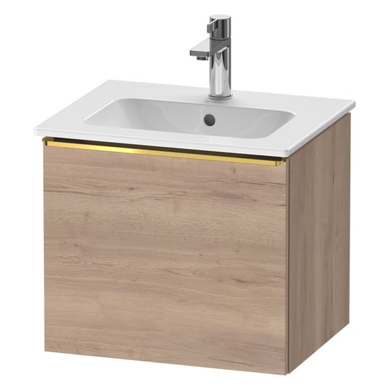Duravit D-Neo Waschtischunterbau wandh. 402x510x440mm, Eiche Marmoriert Matt, Griff Gold, 1 Auszug, mit Dämpfung