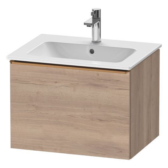 Duravit D-Neo Waschtischunterbau wandh. 462x610x440mm, Eiche Marmoriert Matt, Griff Bronze, 1 Auszug, mit Dämpfung