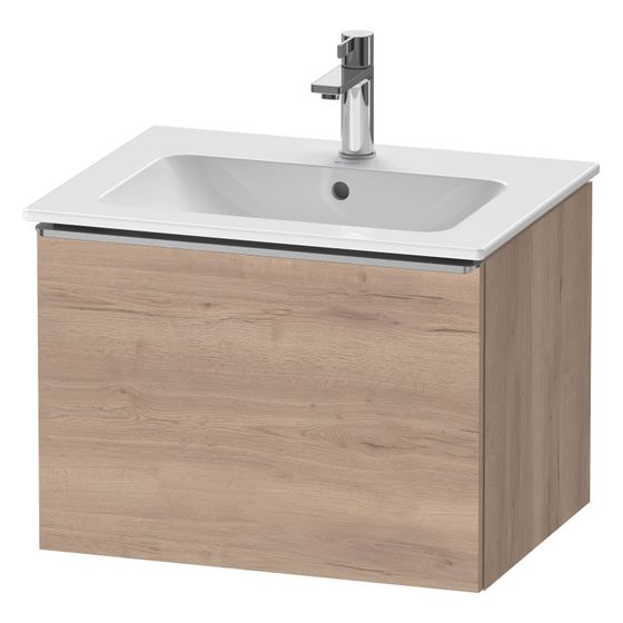 Duravit D-Neo Waschtischunterbau wandh. 462x610x440mm, Eiche Marmoriert Matt, Griff Edelstahl, 1 Auszug, mit Dämpfung