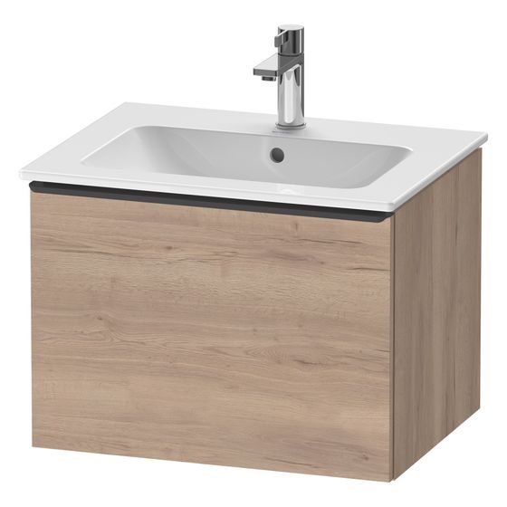 Duravit D-Neo Waschtischunterbau wandhäng. 462x610x440mm Eiche Marmoriert Matt, Griff Diam. 1 AZ, mit Dämpfung