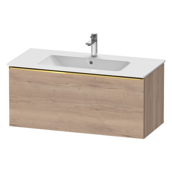 Duravit D-Neo Waschtischunterbau wandh. 462x1010x440mm, Eiche Marmoriert Matt, Griff Gold, 1 Auszug, mit Dämpfung