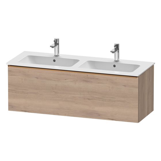 Duravit D-Neo Waschtischunterbau wandh. 462x1280x440mm, Eiche Marmoriert Matt, Griff Bronze, 1 Auszug, mit Dämpfung