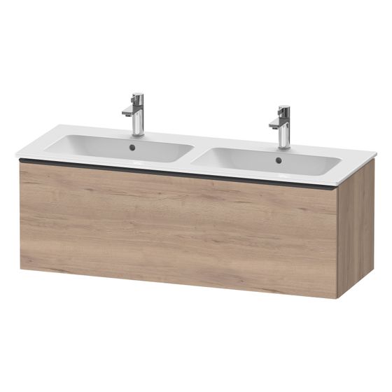 Duravit D-Neo Waschtischunterbau wandhäng. 462x1280x440mm Eiche Marmoriert Matt, Griff Diam. 1 AZ, mit Dämpfung