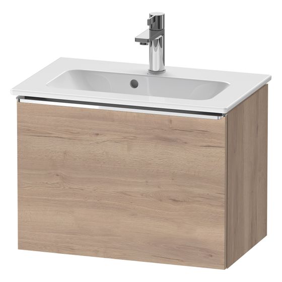 Duravit D-Neo Waschtischunterbau wandh. 372x610x440mm, Compact Eiche Mar. Matt, Griff Chrom, 1 AZ, mit Dämpfung