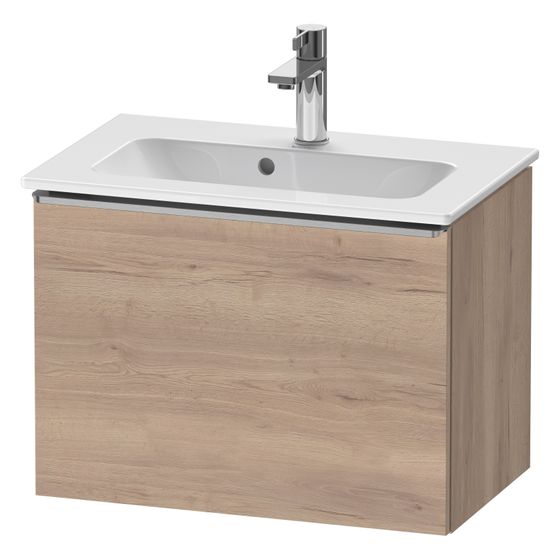 Duravit D-Neo Waschtischunterbau wandh. 372x610x440mm Compact Eiche Marmoriert Matt, Griff Edelstahl, 1 Auszug, mit Dämpfung