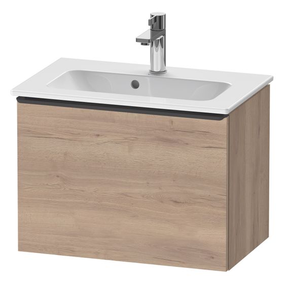 Duravit D-Neo Waschtischunterbau wandh. 372x610x440mm Compact Eiche Marmoriert Matt, Griff Diamantschwarz, 1 Auszug