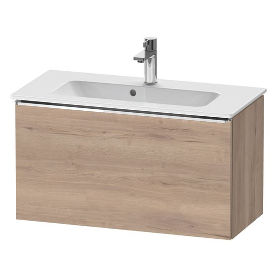 Duravit D-Neo Waschtischunterbau wandh. 372x810x440mm, Compact Eiche Mar. Matt, Griff Chrom, 1 AZ, mit Dämpfung