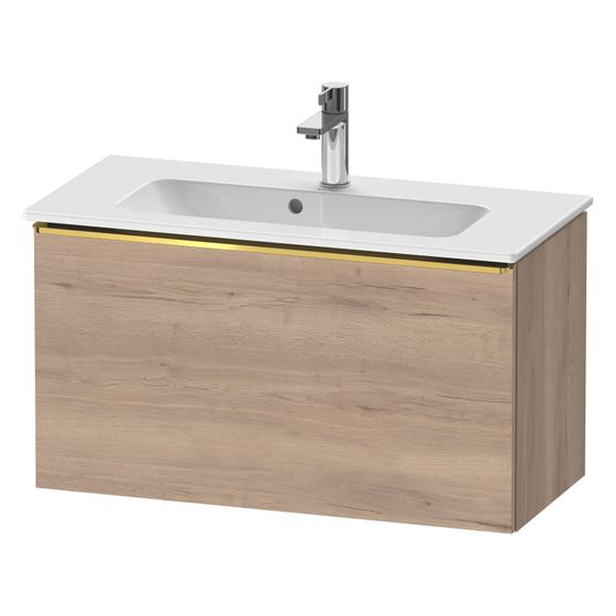Duravit D-Neo Waschtischunterbau wandh. 372x810x440mm, Compact Eiche Mar. Matt, Griff Gold, 1 AZ, mit Dämpfung
