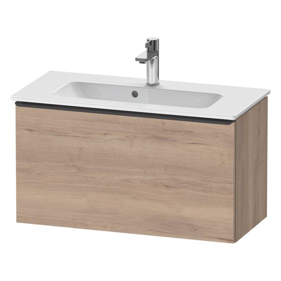 Duravit D-Neo Waschtischunterbau wandh. 372x810x440mm Compact Eiche Marmoriert Matt, Griff Diamantschwarz, 1 Auszug