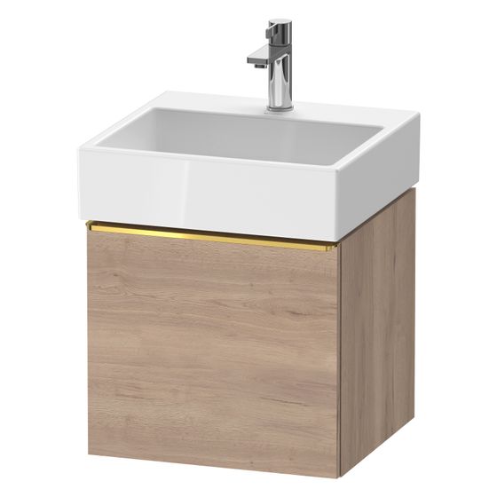 Duravit D-Neo Waschtischunterbau wandh. 442x484x440mm, Eiche Marmoriert Matt, Griff Gold, 1 Auszug, mit Dämpfung