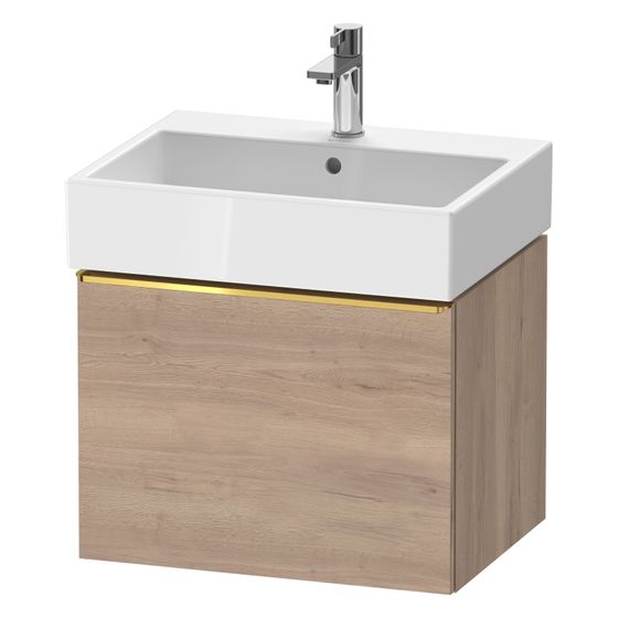 Duravit D-Neo Waschtischunterbau wandh. 442x584x440mm, Eiche Marmoriert Matt, Griff Gold, 1 Auszug, mit Dämpfung