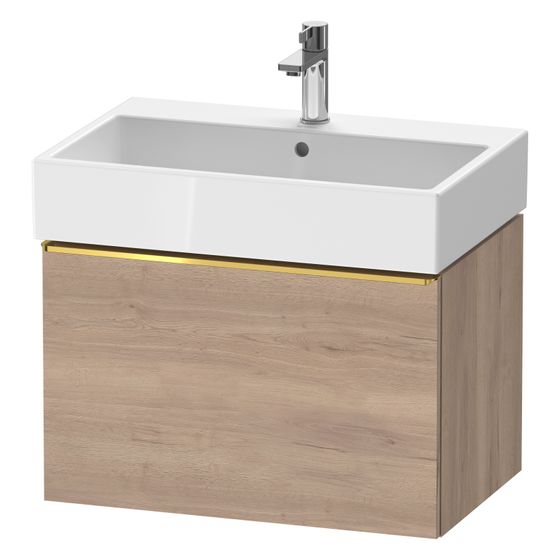 Duravit D-Neo Waschtischunterbau wandh. 442x684x440mm, Eiche Marmoriert Matt, Griff Gold, 1 Auszug, mit Dämpfung