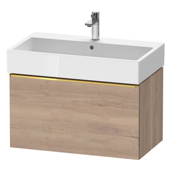 Duravit D-Neo Waschtischunterbau wandh. 442x784x440mm, Eiche Marmoriert Matt, Griff Gold, 1 Auszug, mit Dämpfung