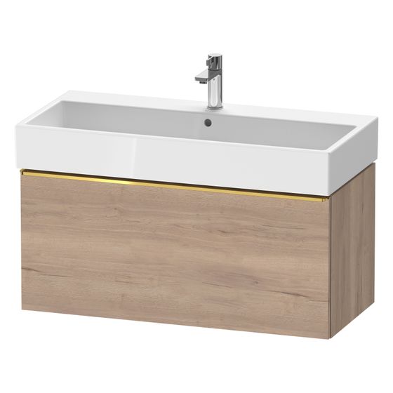 Duravit D-Neo Waschtischunterbau wandh. 442x984x440mm, Eiche Marmoriert Matt, Griff Gold, 1 Auszug, mit Dämpfung