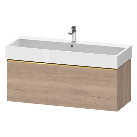 Duravit D-Neo Waschtischunterbau wandh. 442x1184x440mm, Eiche Marmoriert Matt, Griff Gold, 1 Auszug, mit Dämpfung
