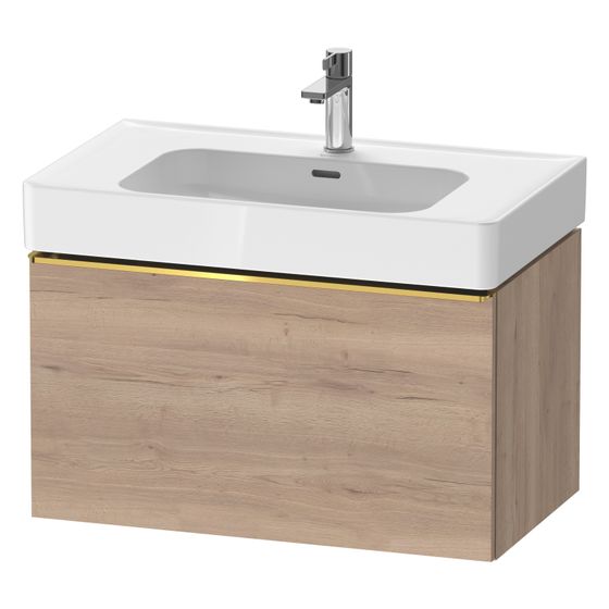 Duravit D-Neo Waschtischunterbau wandhäng. 452x784x440mm Eiche Marmoriert Matt, Griff Gold, 1 Auszug