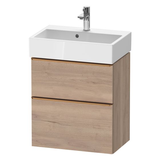 Duravit D-Neo Waschtischunterbau wandh. 372x584x625mm Compact Eiche Marmoriert Matt, Griff Bronze, 1 Auszug/Schubkasten