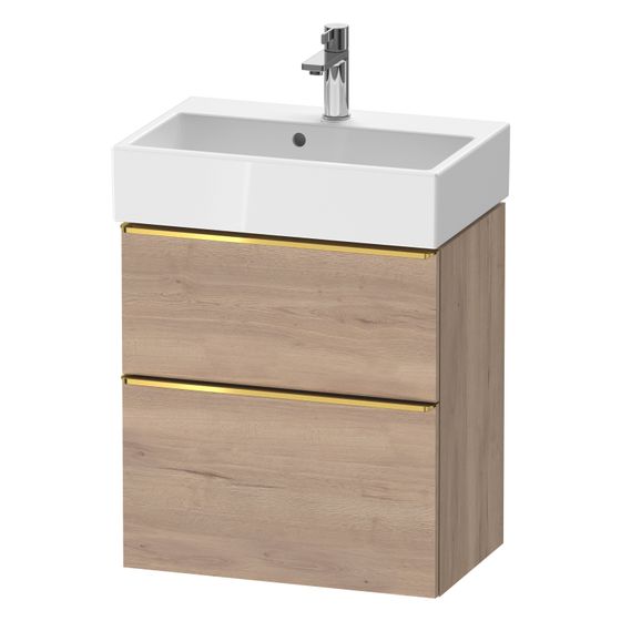 Duravit D-Neo Waschtischunterbau wandh. 372x584x625mm Compact Eiche Marmoriert Matt, Griff Gold, 1 Auszug/Schubkasten