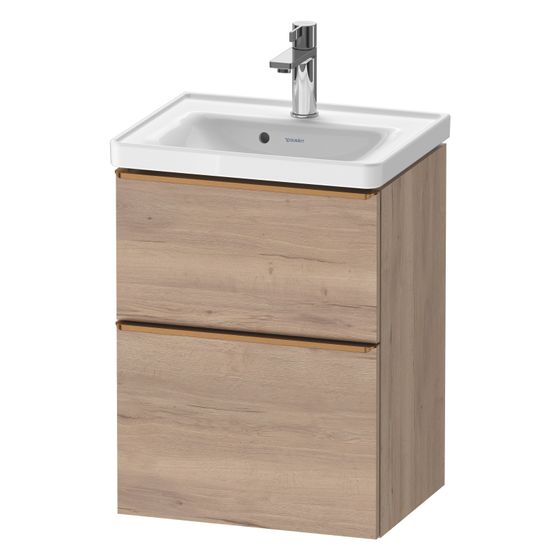 Duravit D-Neo Waschtischunterbau wandh. 372x484x625mm Eiche Marmoriert Matt, Griff Bronze, 1 Auszug/Schubkasten