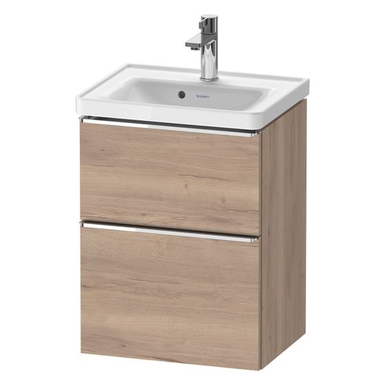 Duravit D-Neo Waschtischunterbau wandh. 372x484x625mm Eiche Marmoriert Matt, Griff Chrom, 1 Auszug/Schubkasten