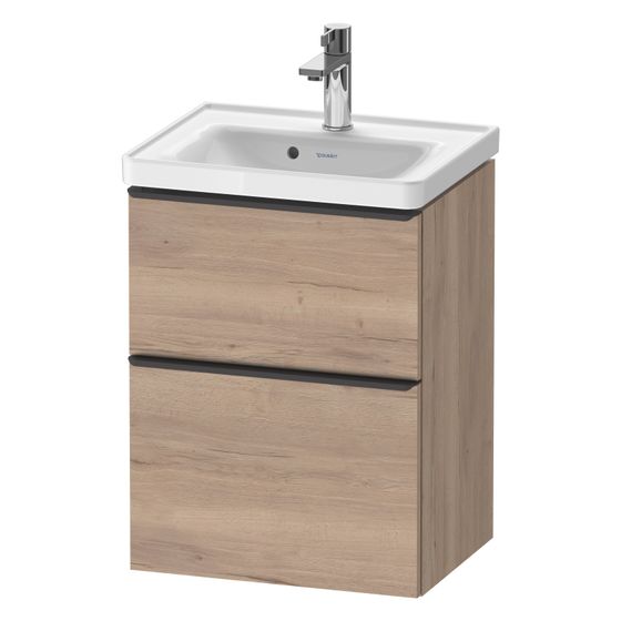 Duravit D-Neo Waschtischunterbau wandh. 372x484x625mm Eiche Marmoriert Matt, Griff Diamantschwarz, 1 Auszug/Schubkasten