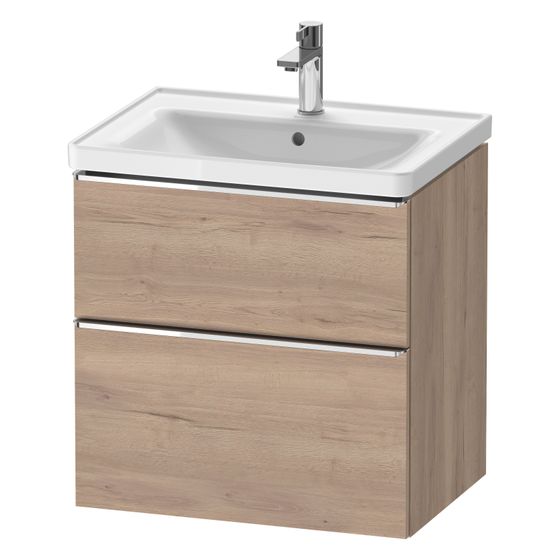 Duravit D-Neo Waschtischunterbau wandh. 452x634x625mm Eiche Marmoriert Matt, Griff Chrom, 1 Auszug/Schubkasten