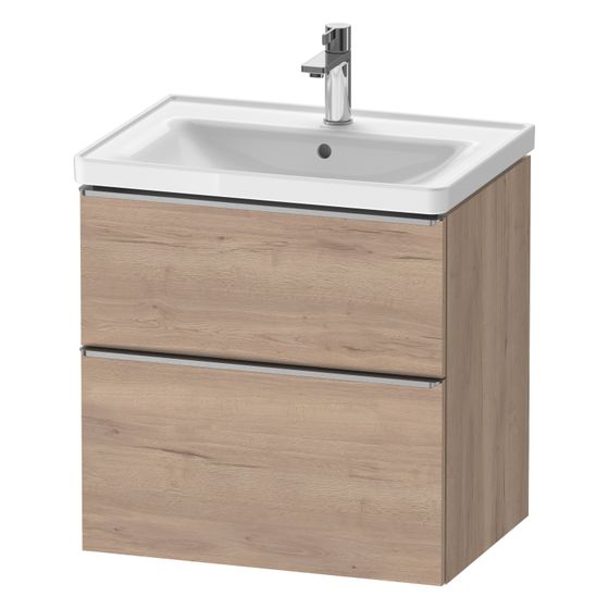 Duravit D-Neo Waschtischunterbau wandh. 452x634x625mm Eiche Marmoriert Matt, Griff Edelstahl, 1 Auszug/Schubkasten