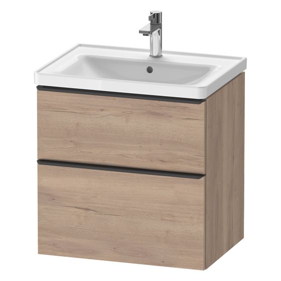 Duravit D-Neo Waschtischunterbau wandh. 452x634x625mm Eiche Marmoriert Matt, Griff Diamantschwarz, 1 Auszug/Schubkasten